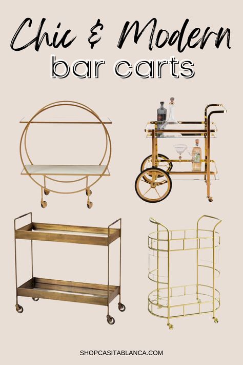 These are the best gold bar carts for a small apartment or home. Home decor trends and home accents are the best vintage bar cart ideas for a modern kitchen, dining room decor, small living room, or apartment. Classy Dining Room, Bar Cart Ideas, Modern Kitchen Dining Room, Luxury Dining Room Decor, Kitchen Dining Room Decor, Vintage Bar Cart, Modern Bar Cart, Modern Kitchen Dining, Gold Bar Cart