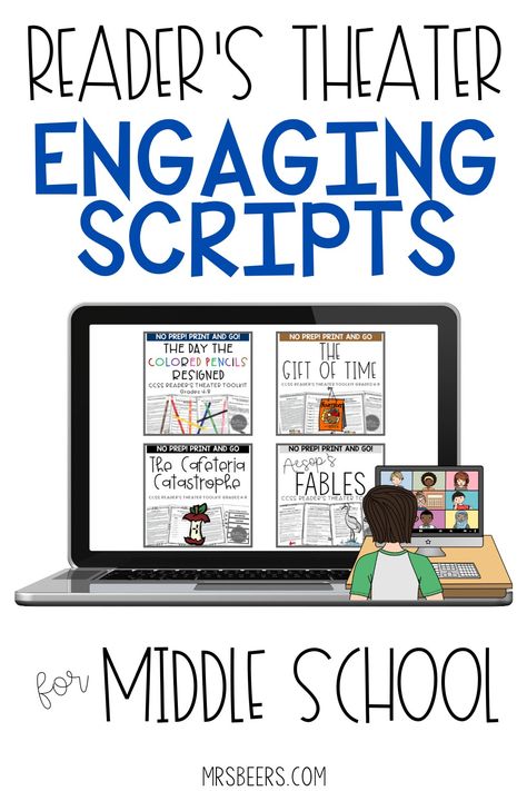 readers theater scripts for middle school ELA Readers Theater Scripts Middle School, Literacy Night Activities, Theater Teacher, Middle School Drama, Middle School Reading Comprehension, Language Arts Lesson Plans, Fun Lesson Plans, Readers Theater Scripts, Reader's Theater