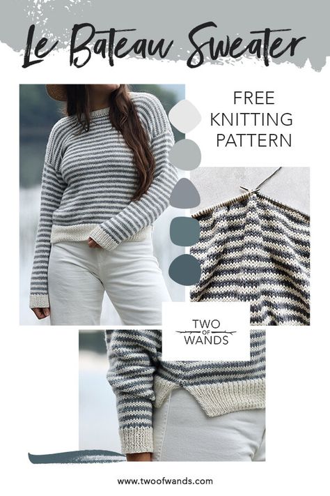 Drop Sleeve Knit Sweater Pattern, Knit Striped Sweater Pattern, Striped Sweater Knitting Pattern, Sweater Knitting Patterns Free, Bateau Sweater, Knit Sweater Patterns, Easy Knit Sweater, Sweater Free Knitting Pattern, Drop Sleeve Sweater