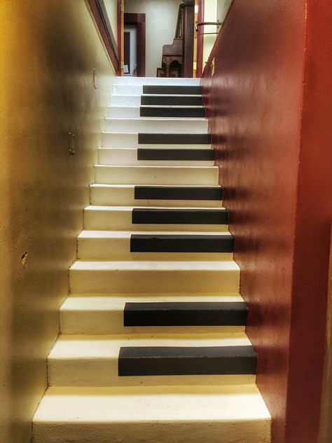 Piano staircase at The Hound Lounge www.thehoundlounge.dog Stair Case Art, Piano Staircase, Piano Stairs, Stair Art, The Hound, Dream Apartment, Dream House Interior, House Room, Staircase Design