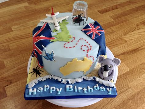 Australia Cake Design, Australia Cake Theme, Australian Themed Cake, 21st Birthday Cake For Guys, Insane Cakes, Lion Birthday Cake, Australia Cake, England Cake, Airplane Birthday Cakes