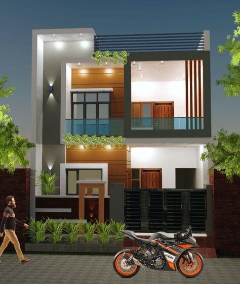 Latest Elevation Designs For House, Front Elevation Colour Combination, Elevation Colour Combination, Elevation Designs For House, Building Front Designs, Small Villa, 2 Storey House Design, House Planning, Small House Elevation