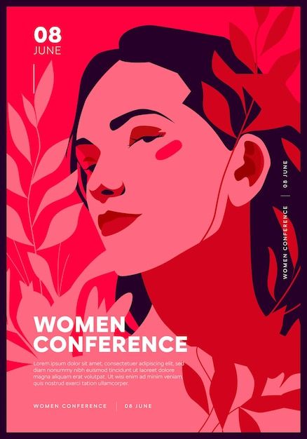 Women Event Poster, Event Graphic Design Inspiration, Woman Poster Design, Conference Poster Design, Women Graphic Design, Vector Poster Design, Feminine Poster, Women Conference, Poster Women