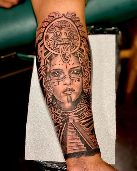 101 Amazing Mayan Tattoos Designs That Will Blow Your Mind | Outsons | Men's Fashion Tips And Style Guide For 2020 Mayan Warrior Woman Tattoo, Aztec Mayan Tattoo, Mayan Tattoos For Women, Salvadorian Culture, Sun Meaning, Traditional Chicano Tattoos, Empowerment Tattoo, Mayan Sun, Aztec Warrior Tattoo