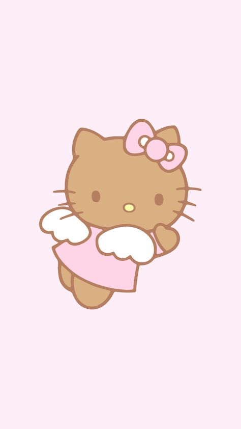 Brown Hello Kitty, Hello Kitty Angel, Sanrio Aesthetic, Angel Wallpaper, Kitty Wallpaper, Hello Kitty Wallpaper, Hello Kitty, Angel, Kitty