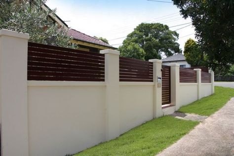 Simple Bathroom Renovation, Fence Wall Design, Boundary Wall, Modern Fence Design, House Fence Design, Wall Fence, Concrete Fence, Front Fence, Brick Fence