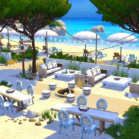 SimCubeez on X: "Tartosa Beach Club 🏝 Speed Build: https://t.co/5DARWko9ea Gallery ID: SimCubeez #TheSims4 #ShowUsYourBuilds https://t.co/wn3zmOcfDn" / Twitter Sims 4 Tartosa Beach, Sims 4 Beach Bar, Sims 4 Beach Wedding, Tartosa Sims 4, Sims 4 Tartosa, Sims 4 Park, Sims Lots, Sims 4 Restaurant, Lotes The Sims 4