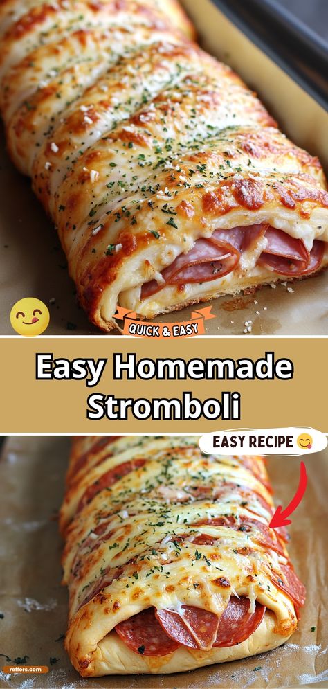 Homemade Stromboli Italian Pizza Rolls, Stromboli Dough Recipe Homemade, Stromboli On Blackstone, Homemade Stromboli With Pizza Dough, Easy Italian Stromboli, Make Ahead Stromboli, Family Food Ideas Dinners, Diy Calzones Homemade, Home Made Stromboli