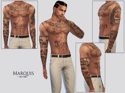 Marquis Tattoo | McLayneSims (Mick) on Patreon Sims4 Male Tattoo, Sims 4 Cc Tattoo Male Patreon, Sims 4 Male Tattoos Cc Patreon, Sims 4 Cc Tattoo Sleeve, Sims 4 Female Tattoos, Tattoo Sims 4 Cc Male, Male Tattoos Sims 4 Cc, Sims 4 Male Lips, Sims 4 Cc Neck Tattoo