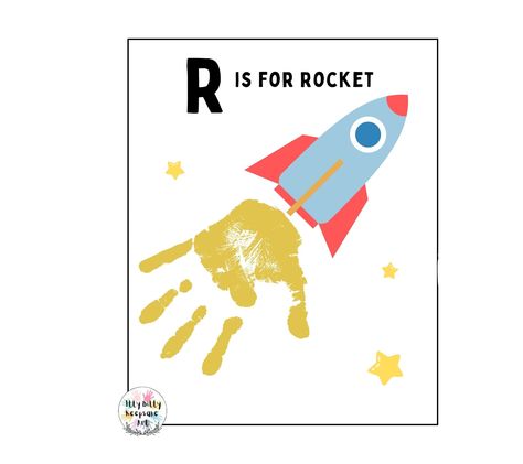 Letter R Handprint Craft Art Printable Template / Alphabet Crafts R Crafts For Preschool, Letter R Crafts For Preschoolers, R Is For Rocket, Art Craft Kids, Handprint Template, Handprint Art Kids, Alphabet Crafts Preschool, Toddler Craft, Teacher Art