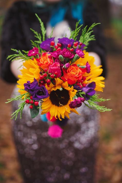 Beautiful sunflowers mixed with a variety of bright and bold colors to complement any sSummer wedding.    #showpo #flowerpower #flowers #floral #florist #bouquets #prettyflowers #nature #iloveshowpo Bright Wedding Flowers, Beautiful Sunflowers, Boda Mexicana, Weekend Humor, Bright Wedding, Have Inspiration, Sunflower Wedding, Bouquet Of Flowers, Bride Bouquets