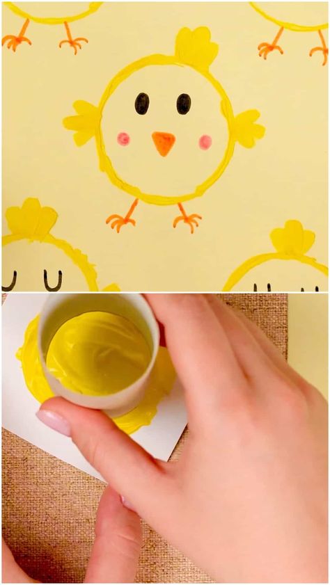 Chick Art Preschool, Baby Chick Craft, Chick Craft Preschool, March Preschool, Chick Craft, Easter Chick Craft, Easter Nail Art Designs, Preschool Art Projects, Easter Paintings