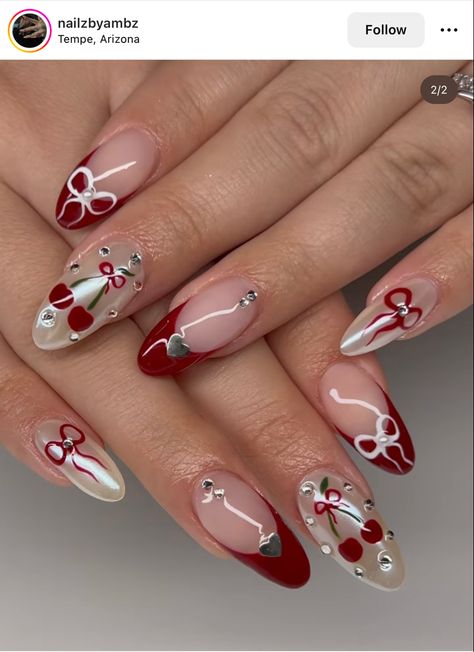 Red Nails For Summer, Chrome Red Nails, Red Nails Art, Chrome Red, Hello Nails, Gel Glue, Cherry Nails, Summery Nails, Nail Care Tips