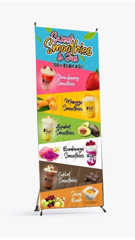 Drink Banner Design Ideas, Juice Menu Design, Juice Logo Design, Food Banner Design, Standing Banner Design, Rollup Banner Design, Juice Menu, Shop Banner Design, Smoothie Menu