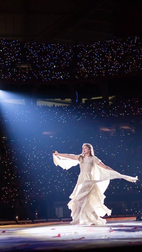 Eras Tour, On Stage, Taylor Swift, Swift, A Woman, White