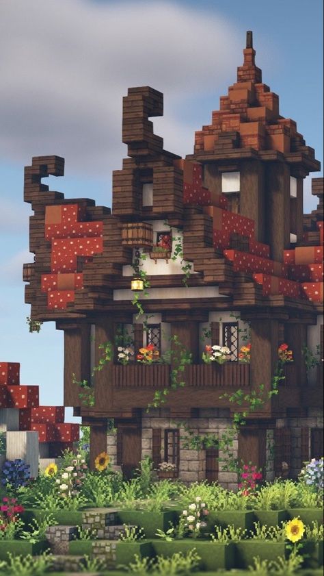 Cottagecore House Minecraft, Minecraft Tavern, Minecraft Mushroom House, Aesthetic Mushrooms, Minecraft Mushroom, Minecraft Building Ideas, Cottagecore Minecraft, Minecraft Decoration, Minecraft Things