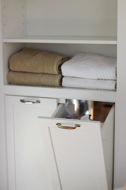 Laundry pass-through from master closet directly to laundry room! Very   Cool! In Wall Laundry Hamper, Laundry Basket Pass Through, Pull Out Laundry Hamper In Bathroom, Tip Out Laundry Cabinet, Laundry Chute Into Cabinet, Pull Out Laundry Basket Cabinet, Laundry Shoot, Laundry Chute, Toilette Design