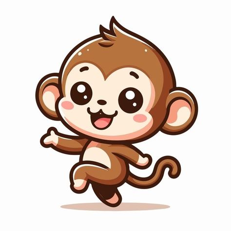 Arifinzainal1728 | Freepik Cute Monkey Pictures Cartoon, Monkey Cute Drawing, Cute Monkey Drawing, Cute Monkey Cartoon, Kawaii Monkey, Postcard Drawing, Chibi Disney, Monkey Cute, Cute Monkey Pictures