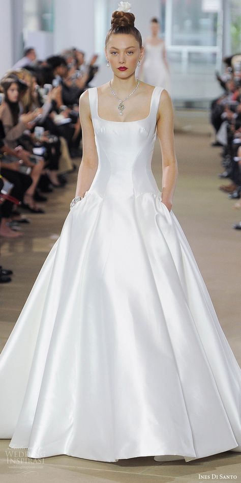 ines di santo spring 2018 bridal sleeveless square neck thick straps drop waist ball gown wedding dress (elena) mv clean elegant pockets -- Ines Di Santo Spring 2018 Wedding Dresses Drop Waist Gown, Drop Waist Wedding Dress, Wedding Dresses 2018, Trendy Wedding Dresses, Affordable Wedding Dresses, Dream Wedding Ideas Dresses, Bridal Fashion Week, Best Wedding Dresses, Dropwaist Dress