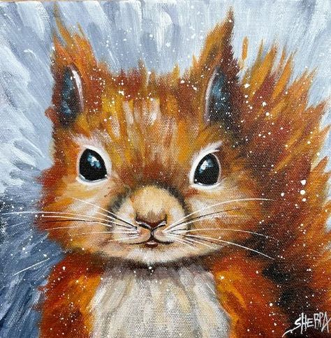 Easy Fluffy Squirrel How To Paint Acrylics For Beginners: Paint Night At Home | The Art Sherpa Squirrel Painting Acrylic, Paint Night At Home, Acrylics For Beginners, Painting For Beginners Videos, Squirrel Painting, Canvas Painting For Beginners, Art Sherpa, The Art Sherpa, Colorful Paintings Acrylic