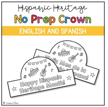 This cute Hispanic Heritage Month crown/headband is the perfect activity for kids of all ages! NO PREP needed! You can use this as a stand-alone activity or include it in your Hispanic Heritage Month (El Mes de la Herencia Hispana) celebrations.There are two coloring page options available, one in English and one in Spanish.Contents:Happy Hispanic Heritage Month crownFeliz Mes de la Herencia Hispana crownOptional crown extensions: starsOptional crown extensions: papel picadoRelated Products Frid Hispanic Heritage Month Preschool Activities, Mexican Heritage Month Preschool, Spanish Heritage Month Activities Preschool, Hispanic Heritage Month Kindergarten, Hispanic Heritage Month Bulletin Board Kindergarten Prek, Hispanic Heritage Month Preschool, Hispanic Heritage Month Crafts Preschool, Hispanic Heritage Activities, Hispanic Heritage Month Activities For Kinder