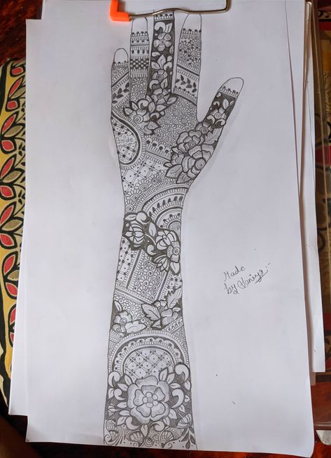 Pencil Mehndi Design Bridal, Mehndi Design Pencil, Mehendi Drawing, Mehndi Elements, Mehndi Drawing, Mehndi Book, Short Mehndi, Design On Paper, Steampunk Tattoo