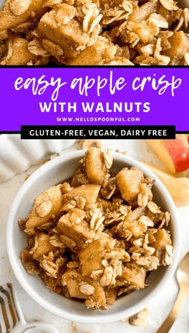 Apple Banana Bread, Vegan Apple Crisp, Gluten Free Apple Crisp, Apple Walnut, Vegan Apple, Crisp Recipe, Gluten Free Oats, Apple Crumble, Gluten Free Cookies