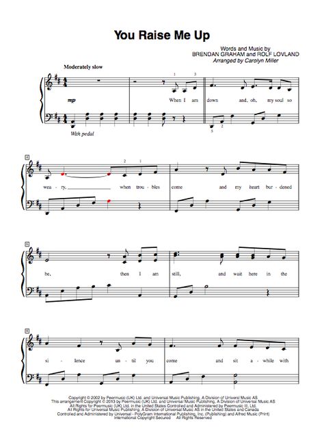 You Raise Me Up | Easy Piano Sheet Music - https://thepianostudent.wordpress.com/2016/08/08/you-raise-me-up-easy-piano-sheet-music/ Up Sheet Music, Sheet Music With Letters, Piano Notes Songs, Hymn Sheet Music, Piano Music Lessons, Saxophone Sheet Music, Violin Sheet, Play Piano, Music Chords