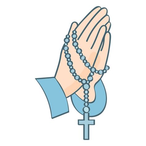 Praying hands with rosary beads color stroke PNG Design Praying With Rosary, Pray The Rosary, Hand Praying, Hands Praying, Rosary Design, Praying Hands With Rosary, Mermaid Eyes, Prayer Hands, Hand Sticker