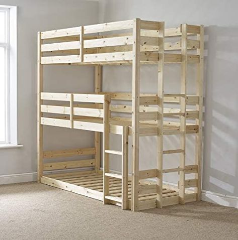 Strictly Beds and Bunks - Pandora Triple Sleeper, 3ft Single : Amazon.co.uk: Home & Kitchen 3 Tier Bunk Bed, Single Double Bunk Bed, 3 Tier Bunk Beds, Triple Sleeper Bunk Bed, Pine Bunk Beds, Bunk Bed Safety, Bunk Bed Plans, Triple Bunk Beds, Beds Uk