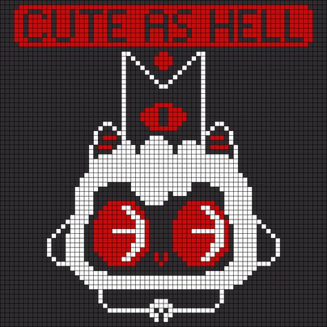 Lamb Pixel Art, Cult Of The Lamb Crochet Pattern, Cult Of The Lamb Perler Beads, Cult Of The Lamb Pixel Art, Horror Alpha Pattern, Graphgan Patterns, Lamb Crochet, Grid Crochet, Library Crafts