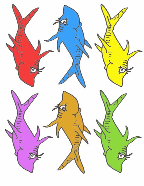 Pre-K Tweets: free printable Dr. Suess fish! Dr Seuss Fish, Dr Seuss Preschool, Dr Seuss Classroom, Dr Seuss Activities, Dr Seuss Crafts, Dr Seuss Birthday Party, Seuss Classroom, Seuss Crafts, Dr. Seuss