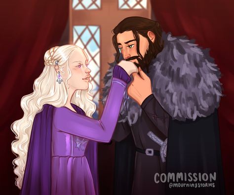 Viserra Targaryen, Cregan Stark, Lady Of The Moon, Targaryen Art, Asoiaf Art, Game Of Thrones Art, Sansa Stark, House Targaryen, Game Of Thrones Houses