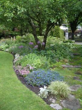 Traditional Perennial - traditional - landscape - vancouver - Glenna Partridge Garden Design Border Around Tree, Under Tree Landscaping Ideas, Slope Planting, Pretty Island, Island Bed, Outdoor Makeover, Landscape Design Ideas, Backyard Gardens, Under A Tree