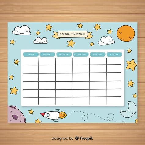 Back to school timetable template Free V... | Free Vector #Freepik #freevector #calendar #school #star #hand Time Table For Studying Template, School Timetable Template, Timetable Template, Table Planner, School Art Activities, Table Template, School Timetable, Calendar Layout, School Images