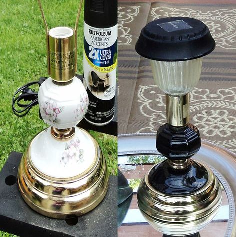 Lamp Upcycle, Solaire Diy, Solar Chandelier, Outdoor Solar Lamps, Solar Light Crafts, Solar Lighting, Outdoor Garden Lighting, Outdoor Crafts, Outdoor Diy Projects