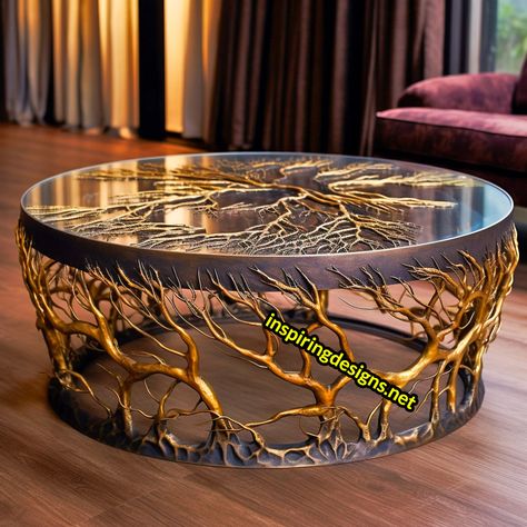 These Metal Tree Design Coffee Tables Are Branching Out Into the World of Chic Furniture! Dinning Table Decorations, Unique Wood Furniture, Dinning Table Set, Dinning Tables, Modern Tables, Decor Dining Table, Luxury Furniture Sofa, Barn Kitchen, Fantasy Furniture