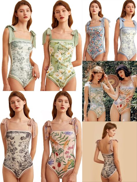 One Piece Swimsuits, Reversible Tie Shoulder Monokini, Tummy Control Bathing Suits, Square Neck Swimwear Floral One Piece, Floral One Piece Swimsuit, One Piece Swimsuits, Monokini, Square Neck, One Piece Swimsuit, Bathing Suits, One Piece, Square