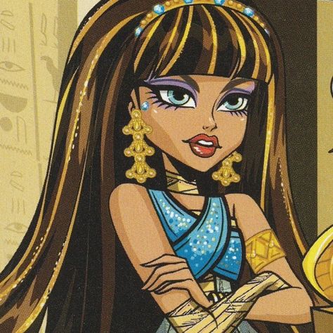 Monster High Cartoon Characters, Monster High Comic Art, Monster High Comic Pfp, Cleo Monster High Pfp, Monster High Comic Icons, Cleo Monster High Aesthetic, Cleopatra Monster High, Cleo Denile Monster High, Monster High Comic