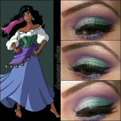 Esmeralda Esmeralda Makeup Disney, Esmeralda Makeup, Genie Makeup, Disney Eye Makeup, Disney Inspired Makeup, Esmeralda Disney, Disney Princess Makeup, Disney Eyes, Eye Crayon