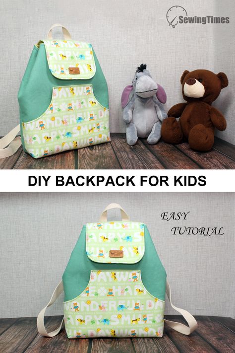 DIY EASY BACKPACK for KIDS | Cute Backpack Simple Way Sewing Tutorial [sewingtimes] Kids Backpack Diy, Kids Backpack Pattern, Girls Backpack Kids, Diy Backpack Pattern, Backpack Pattern Sewing, Backpack Craft, Backpack Sewing, Colorful Hairstyles, Cute Backpack