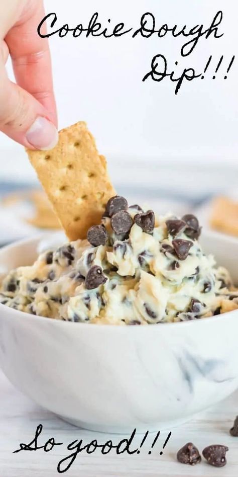 This easy chocolate chip cookie dough dip tastes as good as the real thing--but is made without eggs or flour so you can enjoy it worry-free! #CookieDough #ChocolateChip #Dessert #EasyDessert #DessertRecipe #NoBakeDessert Easy Chocolate Chip Cookie Dough, Chocolate Chip Cookie Dough Dip, Cookie Dough Dip Recipe, Easy Chocolate Chip Cookie, Chocolate Chip Dip, Cookie Dough Dip, Authentic Mexican Recipes, Easy Chocolate Chip Cookies, Sweet Dips