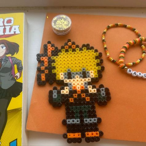 Isn't Bakugo in pixel form so cute! Why not explore my shop for simular items on my depop shop depop.com/cherie3charmzz. Which MHA character would you like to see next? Deku Perler Beads, Perler Beads My Hero Academia, Cute Perler Beads Designs Easy, Bakugo Perler Beads, Mha Perler Bead Patterns, Mha Perler Beads, Mha Pixel Art, Melt Beads, Easy Perler Beads Ideas