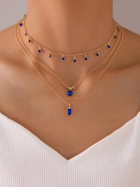 Blue Crystals Stones, Sapphire Necklace Pendants, Sapphire Pendant, Trendy Necklaces, Necklace Charm, Fancy Jewelry, Blue Jewelry, Blue Necklace, Collar Jewelry