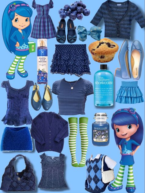 Blue Strawberry Shortcake Character, Blueberry Strawberry Shortcake Costume, Blueberry Shortcake Costume, Blueberry Muffin Character Costume, Blueberry Muffin Costume Ideas, Blueberry Muffin Strawberry Shortcake Outfit, Blueberry Muffin Strawberry Shortcake Aesthetic, Blueberry Muffin Strawberry Shortcake Outfit Ideas, Plum Pudding Strawberry Shortcake Outfit