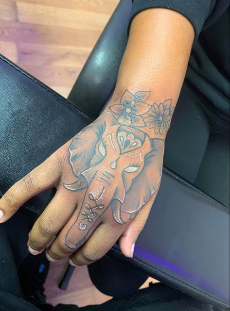 Sleeve Tattoos Arm, Hand Tattoos Sleeve, Elephant Tattoo On Hand, Tattoos Arm Sleeve, On Hand Tattoo, Side Hand Tattoos, Arm Sleeve Tattoos For Women, Timeless Tattoo, Tattoos Arm