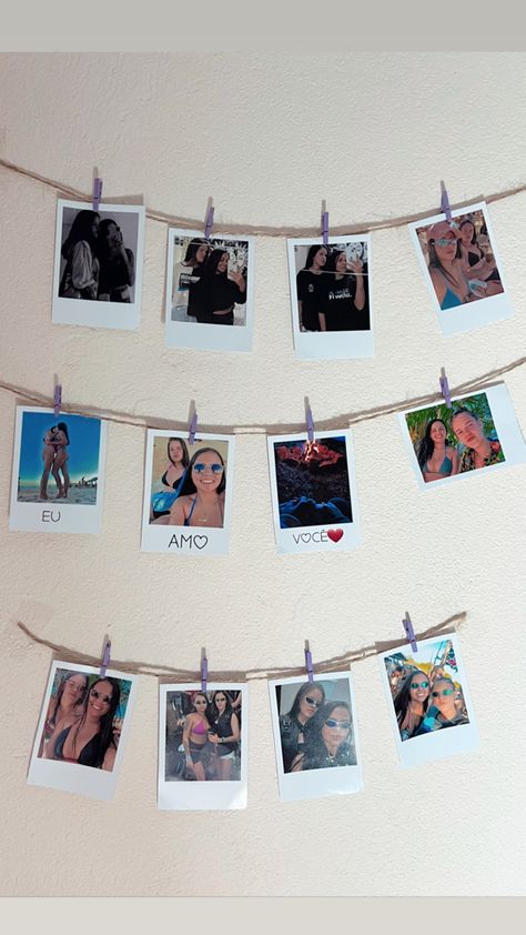 Wall Photo Display, Poloroid Pictures Ideas, Photo String, Instax Photos, Japanese Street Fashion, Judo, Bedroom Makeover, Apartment Decor, Photo Wall