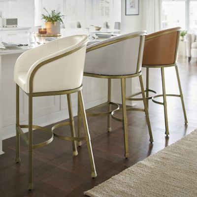 Sloan Low Back Bar & Counter Stool | Grandin Road Island Stools, Shop Stool, Leather Counter Stools, Outdoor Furniture Sofa, Back Bar, Stools With Backs, Leather Bar Stools, Grandin Road, Leather Bar