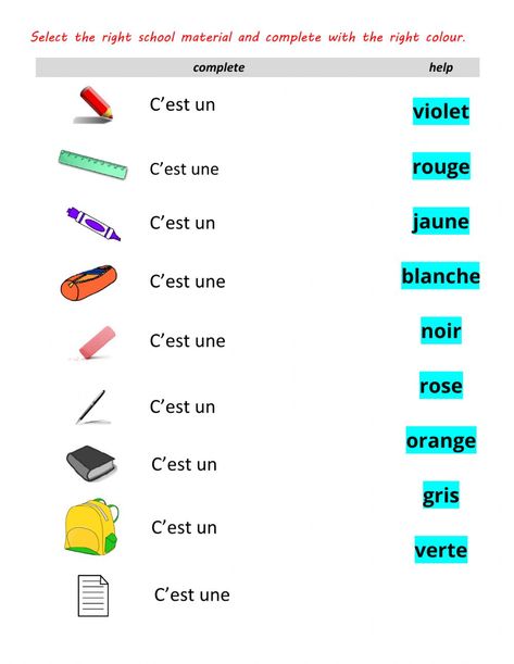 Vocabulaire de classe online worksheet for 1-2-3-4-5. You can do the exercises online or download the worksheet as pdf. French Language Learning Kids, Learning French For Kids, French Alphabet, French Flashcards, French Worksheets, French Teaching Resources, French Language Lessons, Language French, Core French