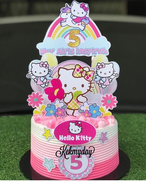 Hello Kitty Birthday Cake Buttercream, Kue Ultah Hello Kitty Topper, Kue Ultah Hello Kitty, Hello Kitty Topper Cake Printable, Hello Kitty Cake Design Birthday, Hello Kitty Cake Topper Printable, Kitty Theme Cake, Hello Kitty Theme Cake, Hello Kitty Cake Ideas